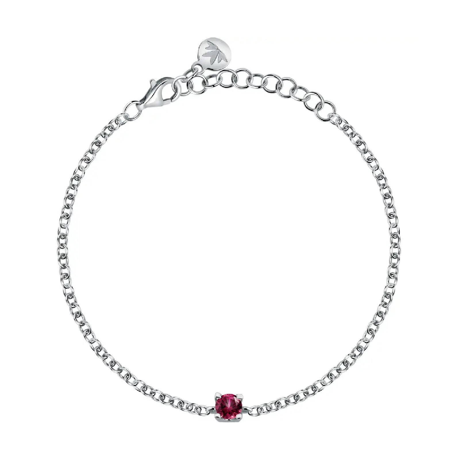 Bracciale Morellato in argento 925 rodiato con zircone rosso 16 cm