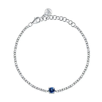 Bracciale Morellato in argento 925 rodiato con zircone blu 16 cm