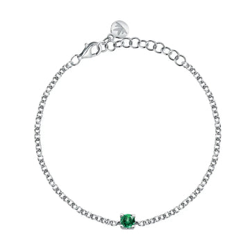 Bracciale Morellato in argento 925 rodiato con zircone verde 16 cm