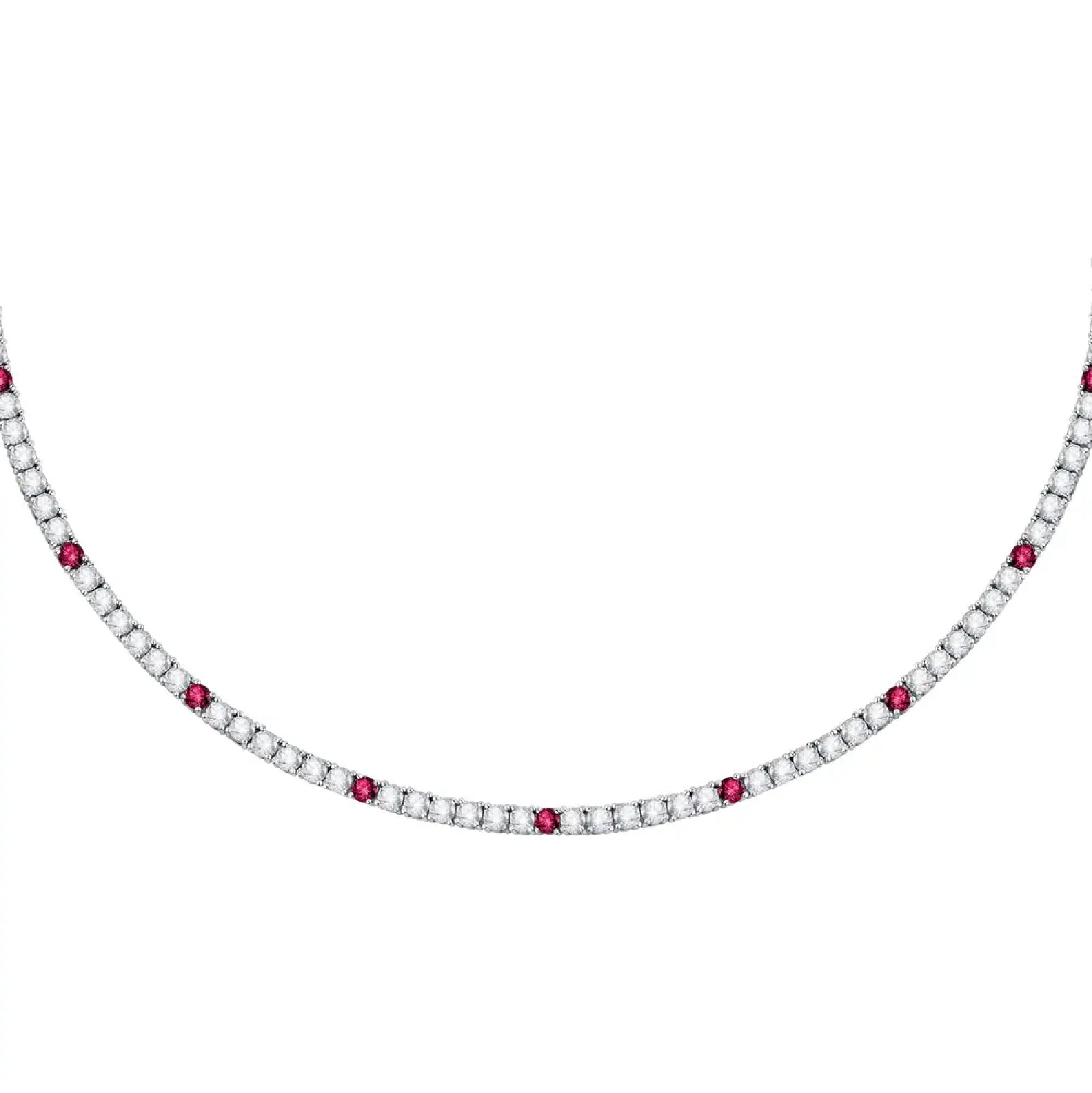 Collana girocollo Morellato in argento 925 con zirconi rossi 38 cm