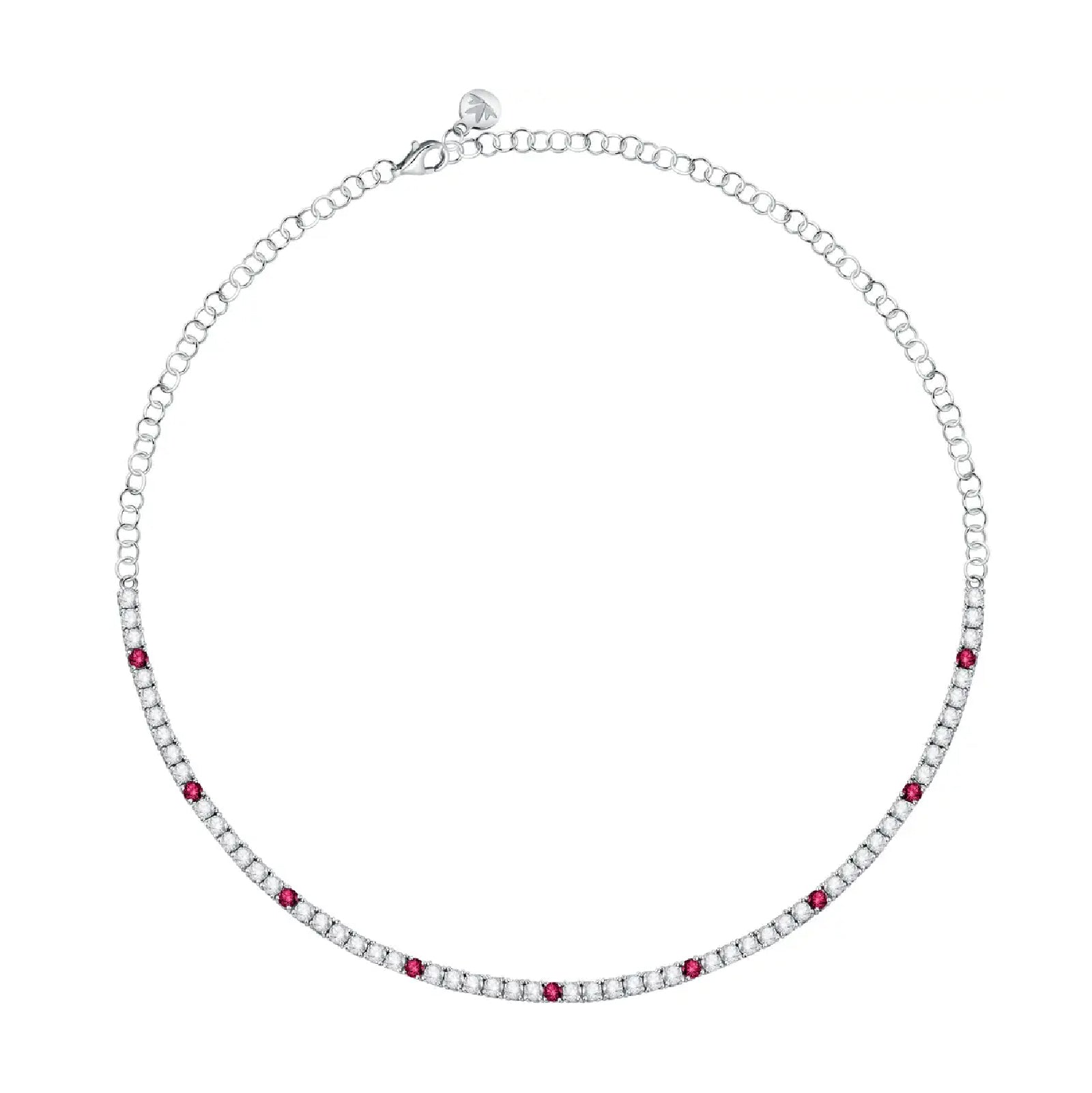 Collana girocollo Morellato in argento 925 con zirconi rossi 38 cm