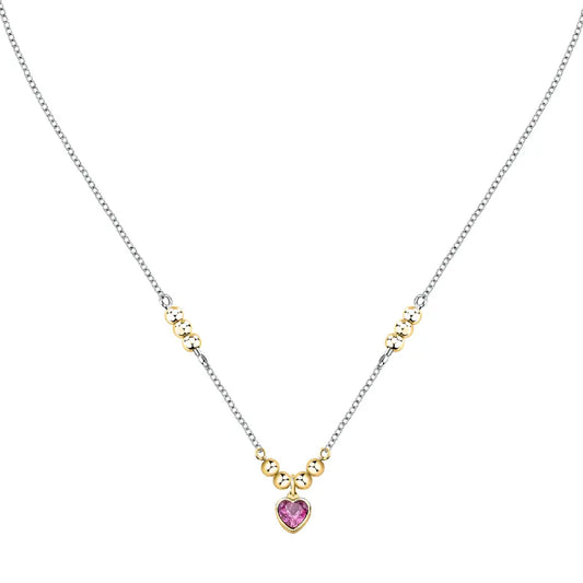 Collana con pendente Morellato in acciaio con zircone rosa 40 cm