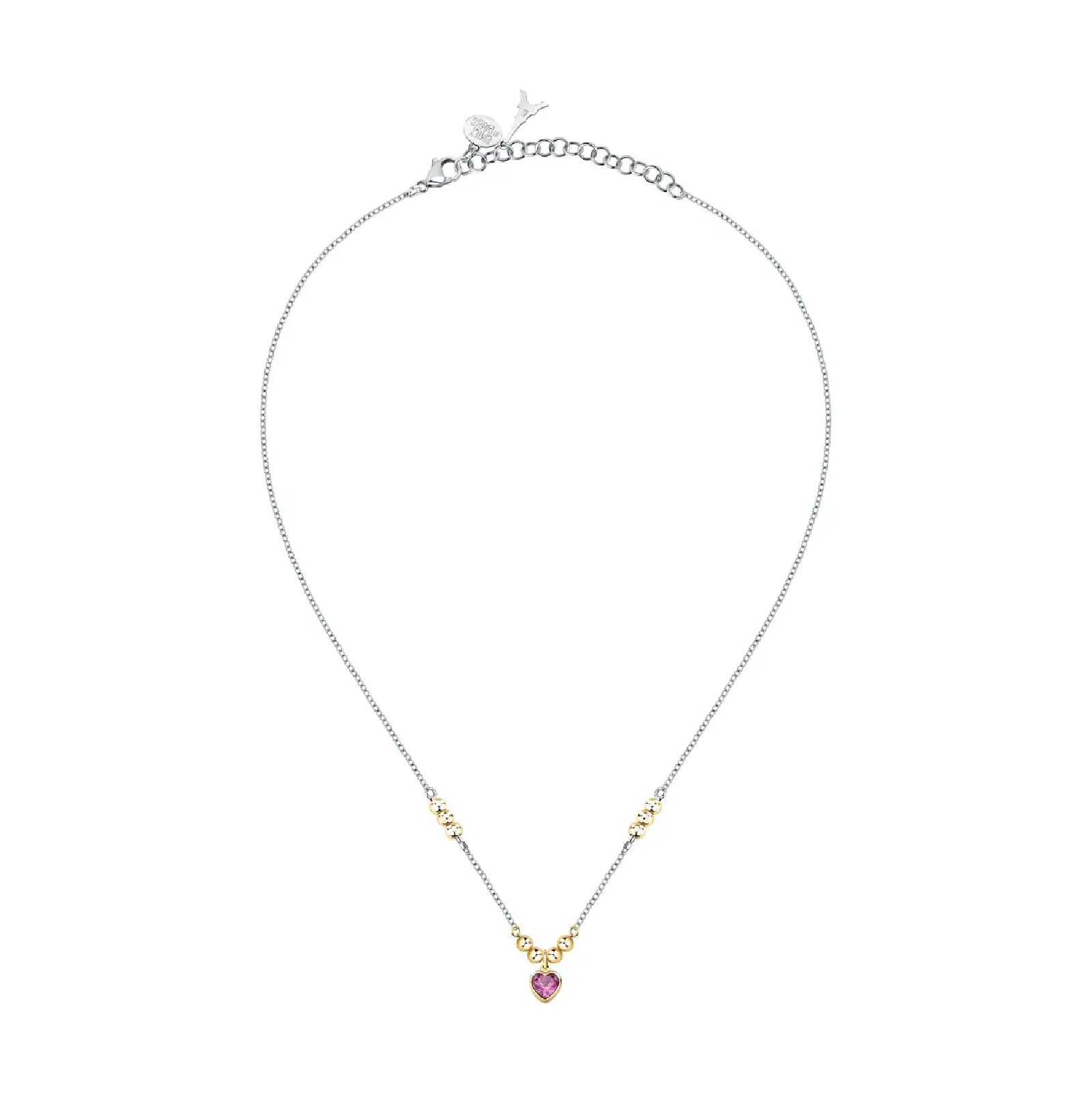 Collana con pendente Morellato in acciaio con zircone rosa 40 cm