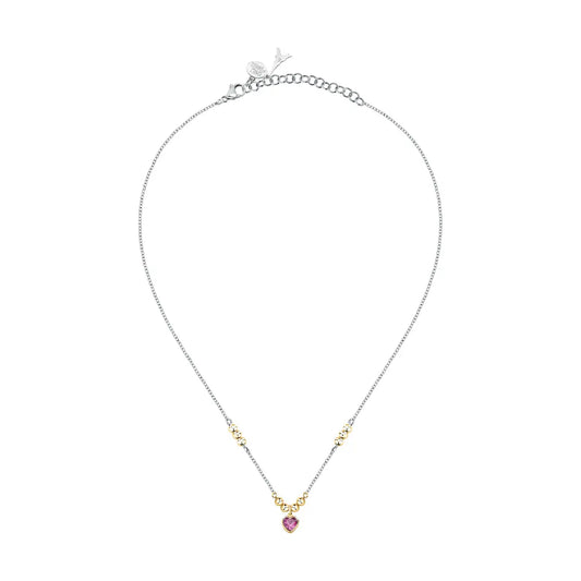 Collana con pendente Morellato in acciaio con zircone rosa 40 cm