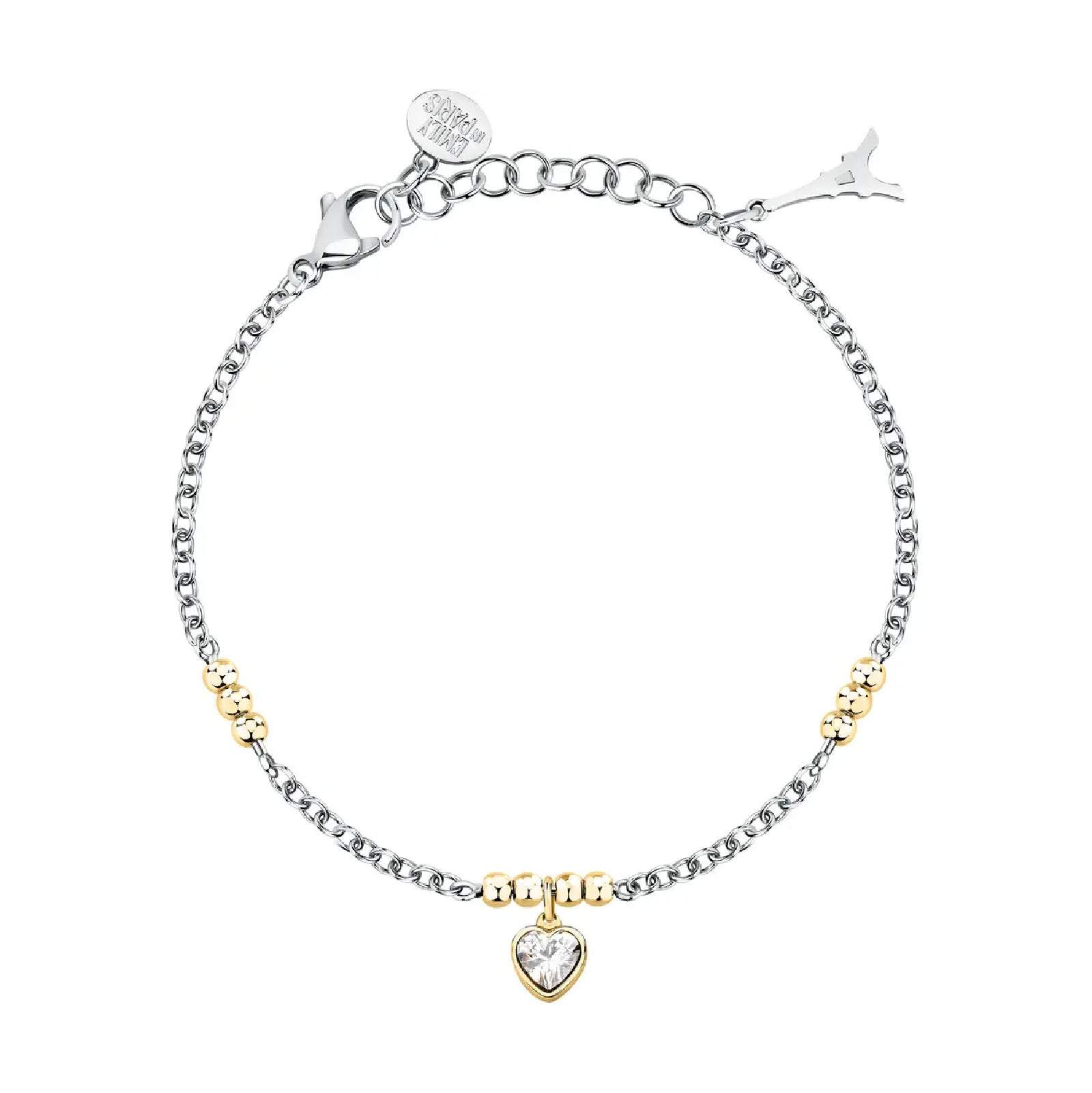 Bracciale con pendente Morellato in acciaio con zircone bianco 16 cm