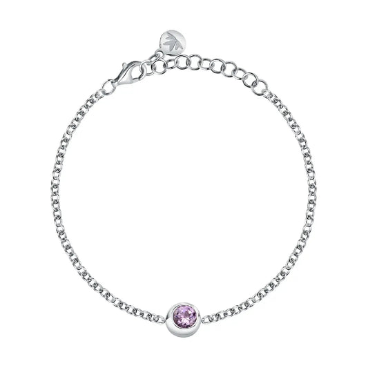 Bracciale Morellato in argento 925 rodiato con ametista 16 cm