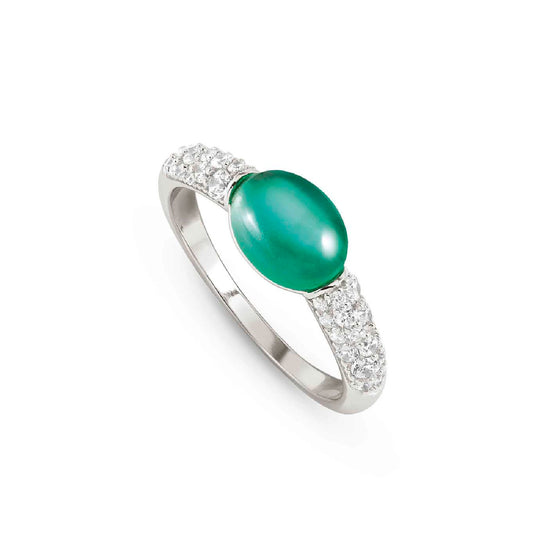 Anello Nomination in argento pietre sintetiche verde tormalina N.241500041004