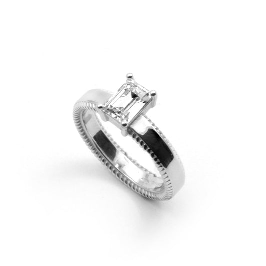 Anello solitario donna Nove25 Opulence argento rodio superficie liscia e zircone