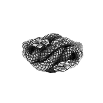 Anello unisex Nove25 Snake in argento con due serpenti che si avvolgono