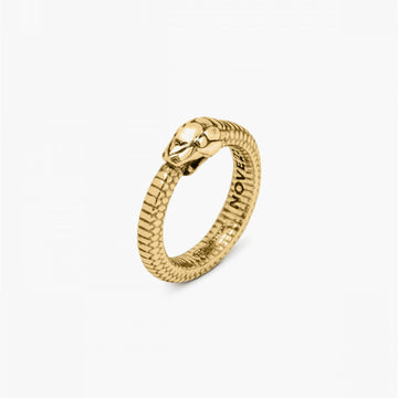 Anello Nove25 Snake Uroboro unisex in argento dorato a serpente