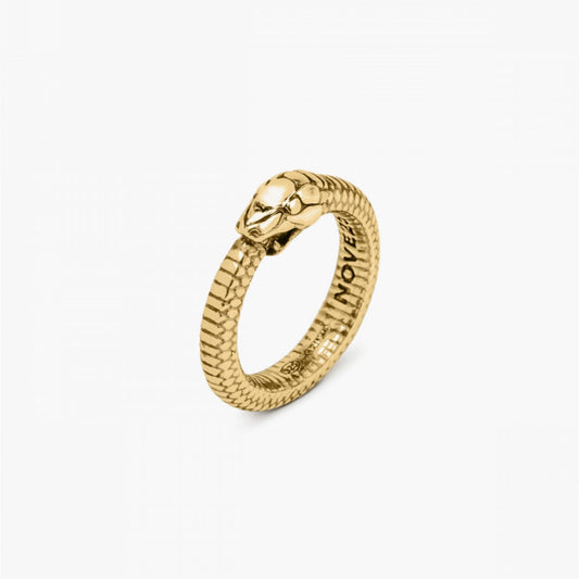 Anello Nove25 Snake Uroboro unisex in argento dorato a serpente