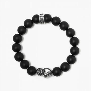 Bracciale Nove25 Traditional uomo con agata nera 080 e cuore argento