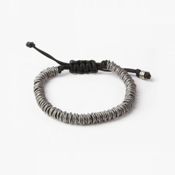 Bracciale corda nera Nove25 Puntinati unisex con maglie in argento