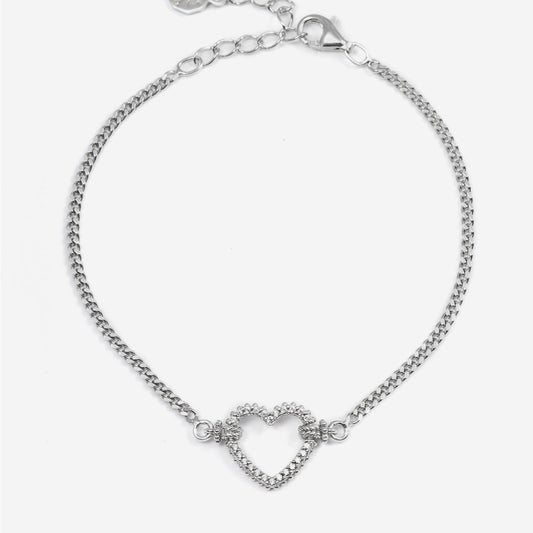 Bracciale donna Nove25 Opulence Tight Love in argento con cuore e zirconi