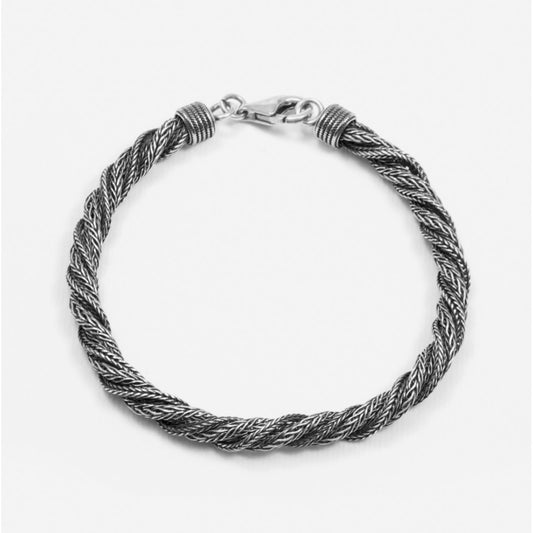 Bracciale Nove25 Timeless Treccia Ritorta unisex in argento con catene arrotolate