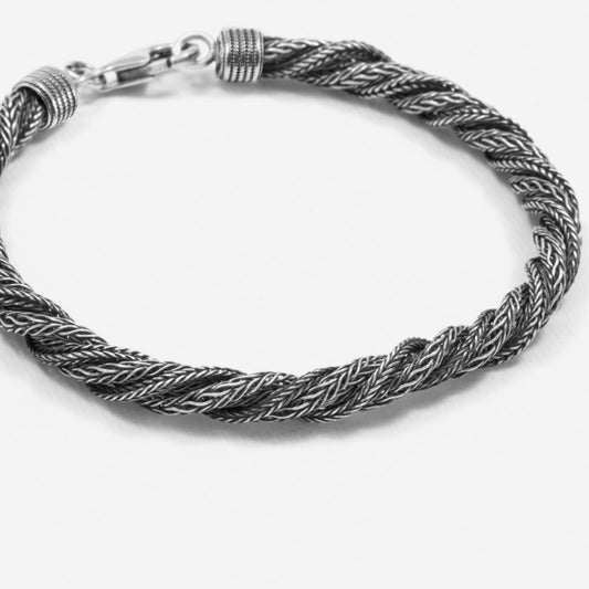 Bracciale Nove25 Timeless Treccia Ritorta unisex in argento con catene arrotolate