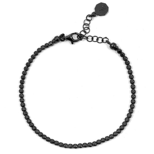 Bracciale tennis Nove25 Timeless unisex argento rutenio con zirconi neri