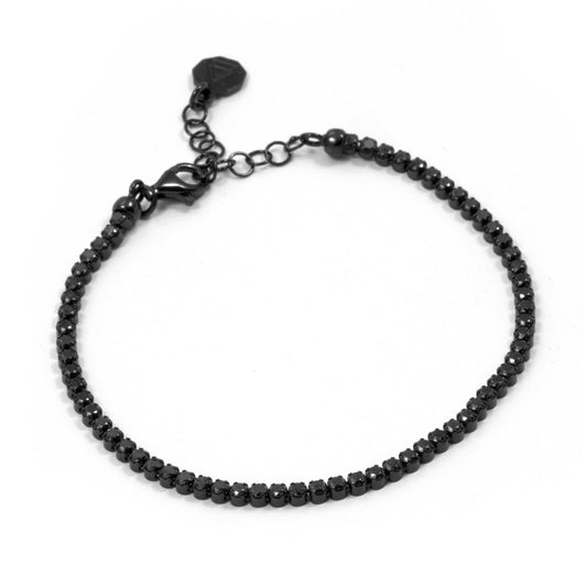 Bracciale tennis Nove25 Timeless unisex argento rutenio con zirconi neri