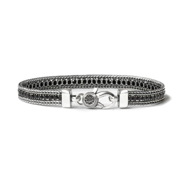 Bracciale tennis unisex Nove25 Timeless argento brunito con zirconi neri