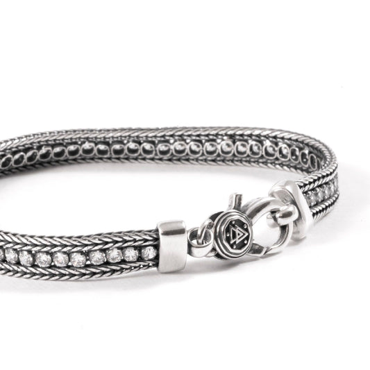 Bracciale tennis unisex Nove25 Timeless argento brunito con zirconi bianchi