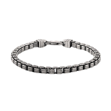 Bracciale uomo Nove25 Timeless in argento maglia a cubi rigati