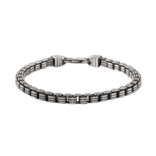 Bracciale uomo Nove25 Timeless in argento maglia a cubi rigati