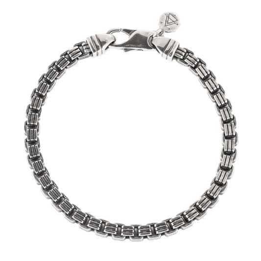 Bracciale uomo Nove25 Timeless in argento maglia a cubi rigati