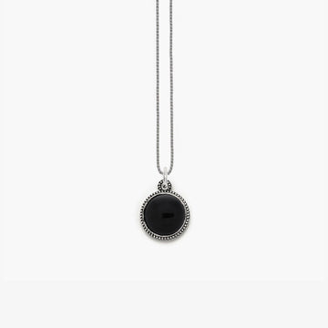 Collana Nove25 Puntinati unisex in argento ciondolo tondo agata nera