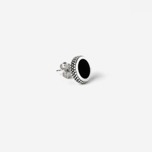 Mono orecchino a lobo Nove25 Puntinati unisex in argento smalto nero 10mm N25ORE00307-O-S-2