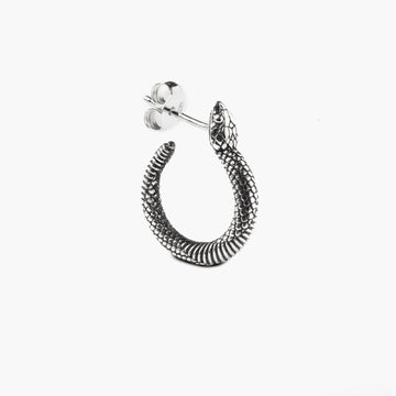 Mono orecchino a cerchio Nove25 Snake unisex in argento serpente 12mm