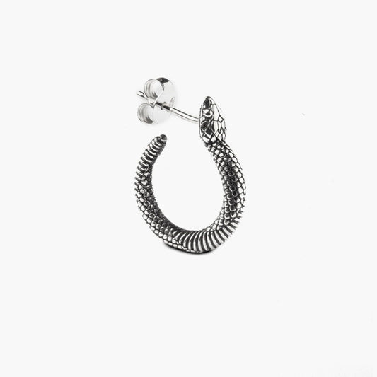 Mono orecchino a cerchio Nove25 Snake unisex in argento serpente 12mm