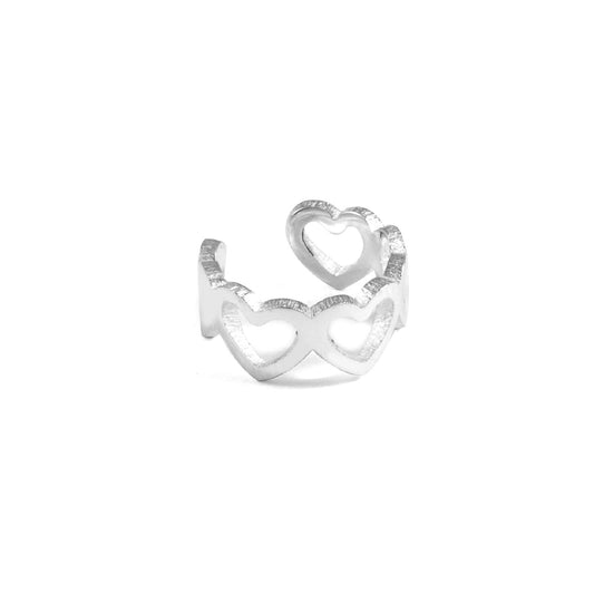 Earcuff donna Nove25 Timeless in argento con 5 cuori