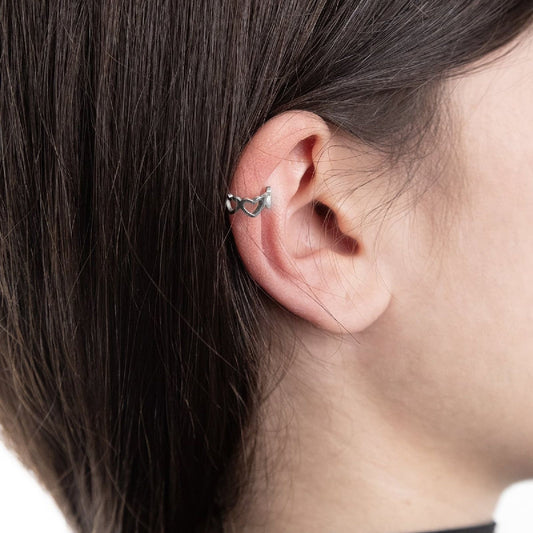 Earcuff donna Nove25 Timeless in argento con 5 cuori