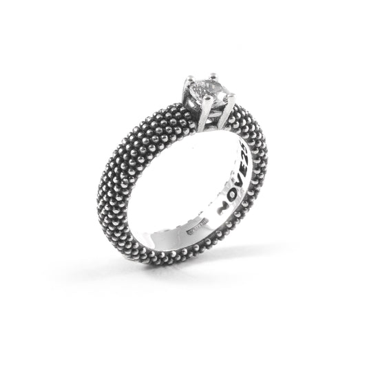 Anello solitario Nove25 in argento e zircone bianco da donna 12