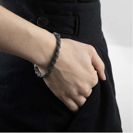 Bracciale catena NOVE25 argento con intreccio catene miste 20 cm