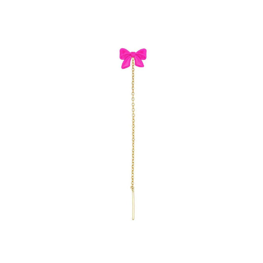 Orecchini pendenti donna Rue Des Mille Candy Bow in argento dorato a fiocco fucsia