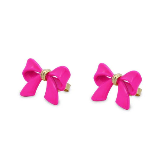 Orecchini grandi donna Rue Des Mille Candy Bow in argento a fiocco fucsia