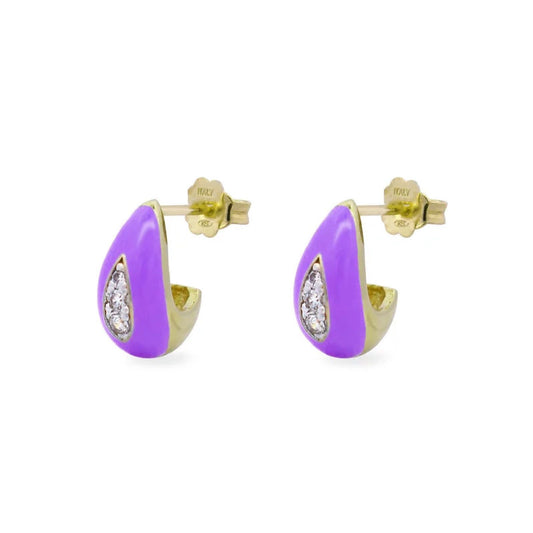 Orecchini goccia donna Rue Des Mille ColorFun in argento viola e zirconi