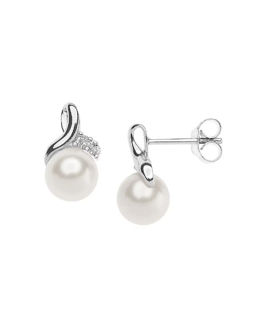 Orecchini donna Comete Perle d'Amore oro bianco con perle e diamanti 0,03ct