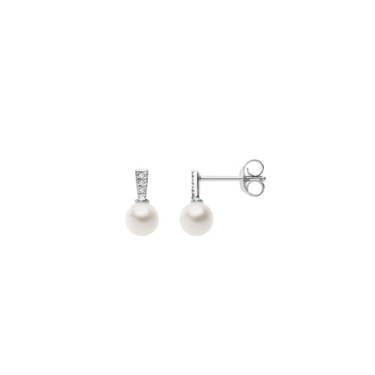 Orecchini donna Comete Perle Acquadolce Evergreen oro bianco perle 5mm, diamanti 0,02ct