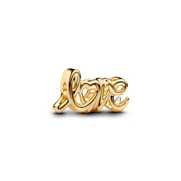 Charm passante Pandora in argento dorato con scritta love MISURA UNICA