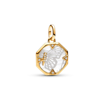 Charm a medaglione Pandora placcato in oro 14k con zirconi P.763366C01