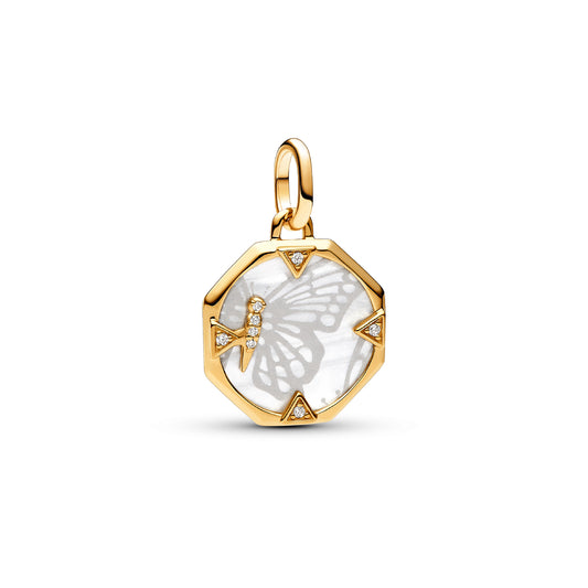 Charm a medaglione Pandora placcato in oro 14k con zirconi P.763366C01