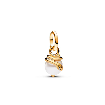 Mini Charm Pandora con placcatura in oro 14k e perla da donna P.763375C01