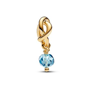 Charm Pandora in lega metallica placcata oro e cristallo azzurro P.763462C03