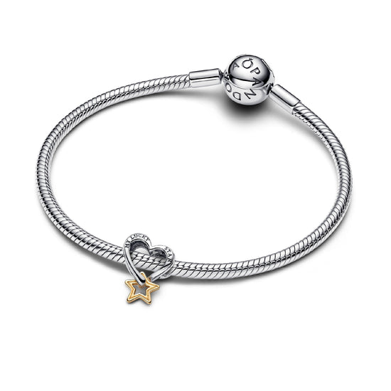 Charm Pandora in argento a forma di cuore con stella MISURA UNICA