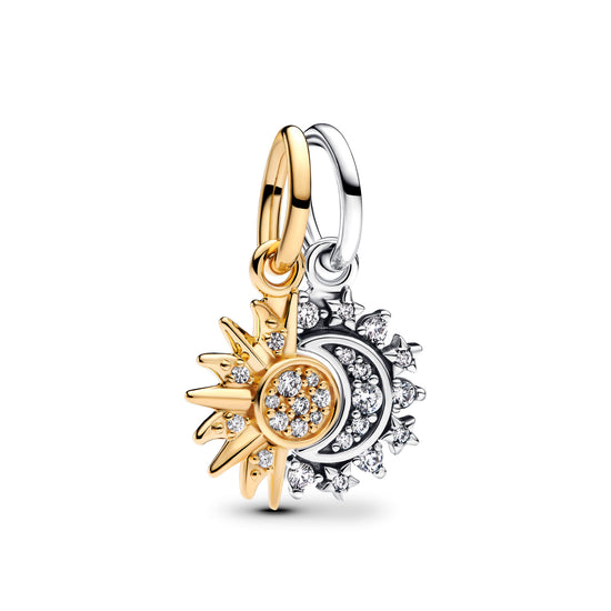 Charm divisibile Pandora in argento con luna e sole MISURA UNICA