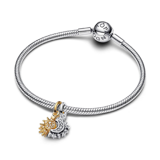 Charm divisibile Pandora in argento con luna e sole MISURA UNICA