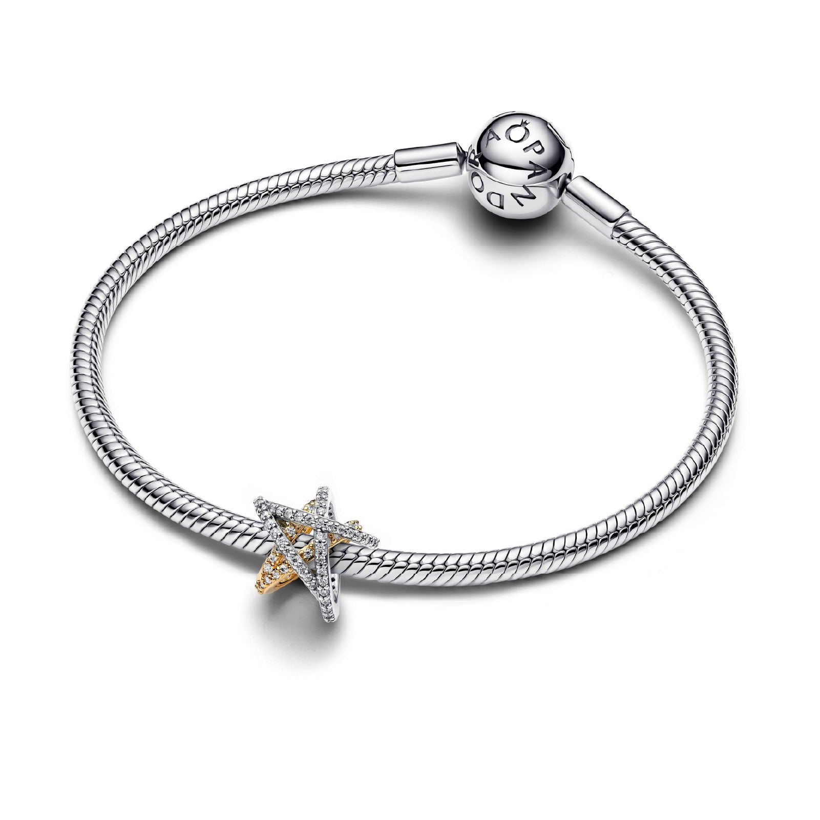 Charm Pandora in argento a stella intrecciata e zirconi MISURA UNICA