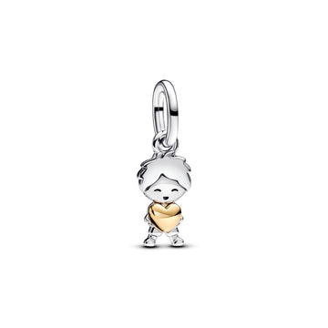 Charm Pandora in argento con bimbo e cuore dorato MISURA UNICA